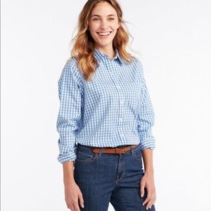 NWOT L.L. Bean blue gingham button-up top